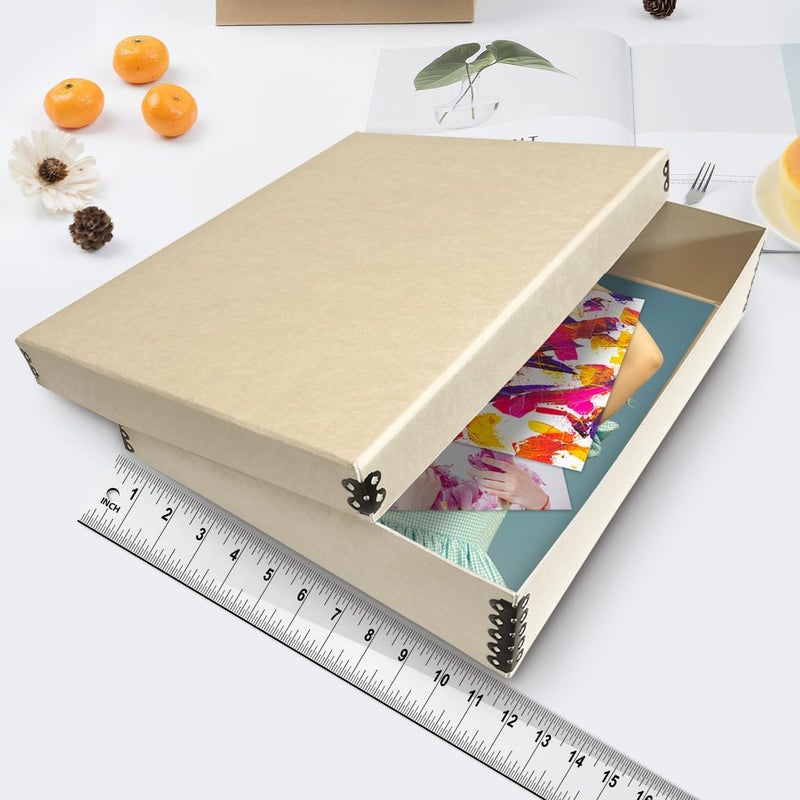 Lineco Museum Archival Storage Box, 11.75x17.75x3.75 in. Drop Front Design. Acid-Free with Metal Edge. Organize Photos, Pictures, Prints, Documents, Crafts, DIY. Tan, 1 Pack - Image 3